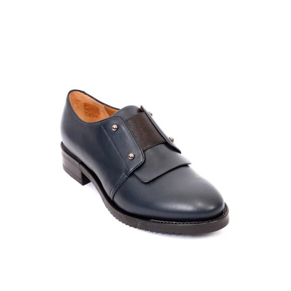 MOT-CLe 2706 Navy Blue Leather Platform Loafers Pumps Shoes